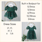 Baby girl dress size guide for the green candy cane Christmas dress in baby, toddler and girls sizes.