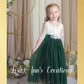 Long Sleeve flower girl dress in Hunter Green tulle with white lace