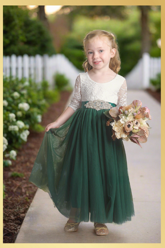 Flower girl dress hunter green