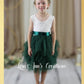 Flower Girl Dress Hunter Green Tulle and white lace sleeveless