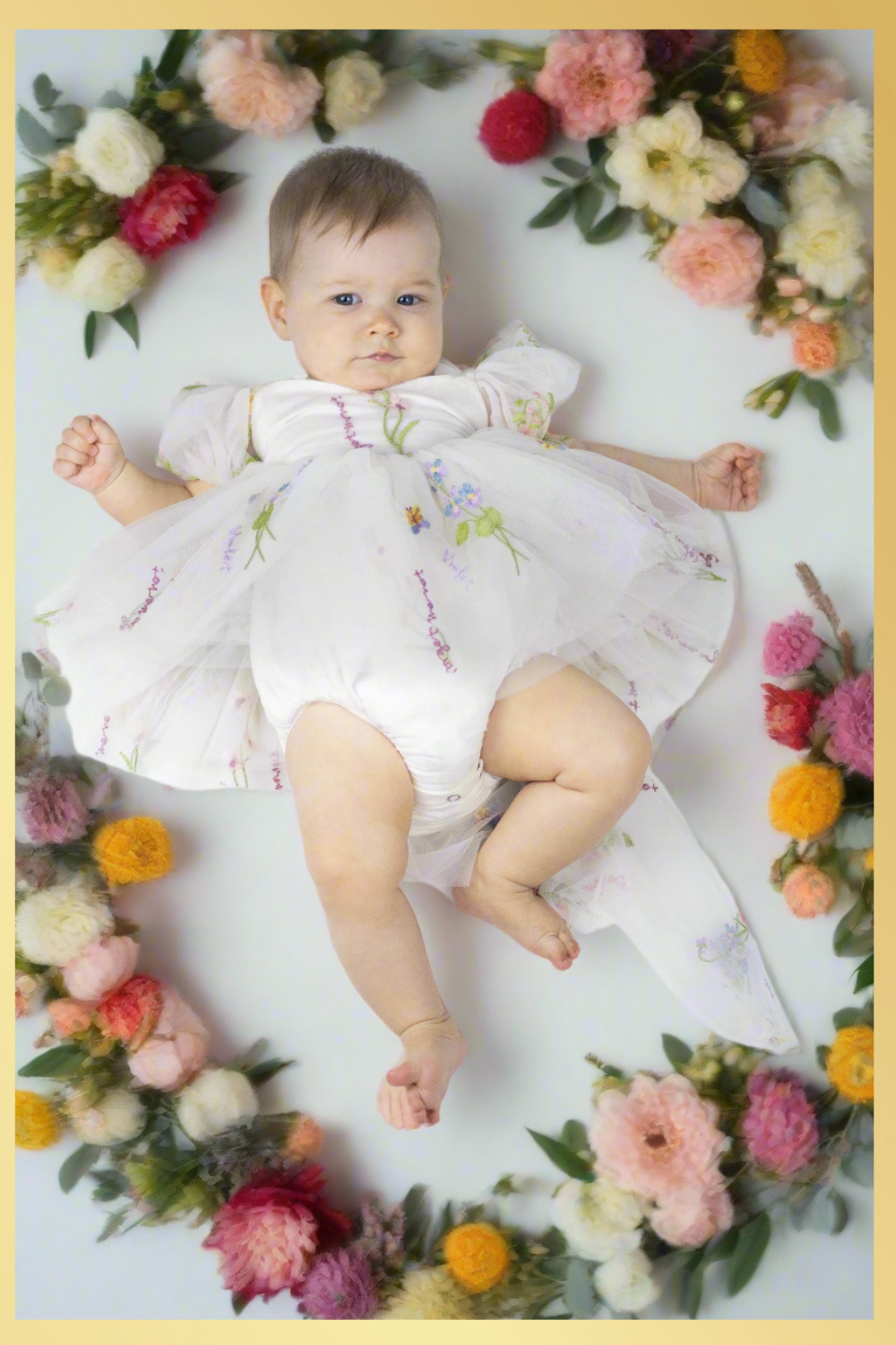 Ivory floral flower girl dress