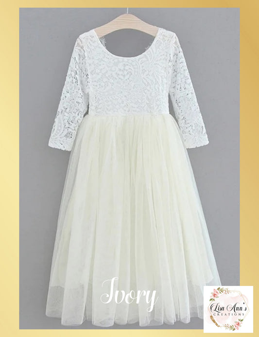 Ivory flower girl dress in a bohemian style