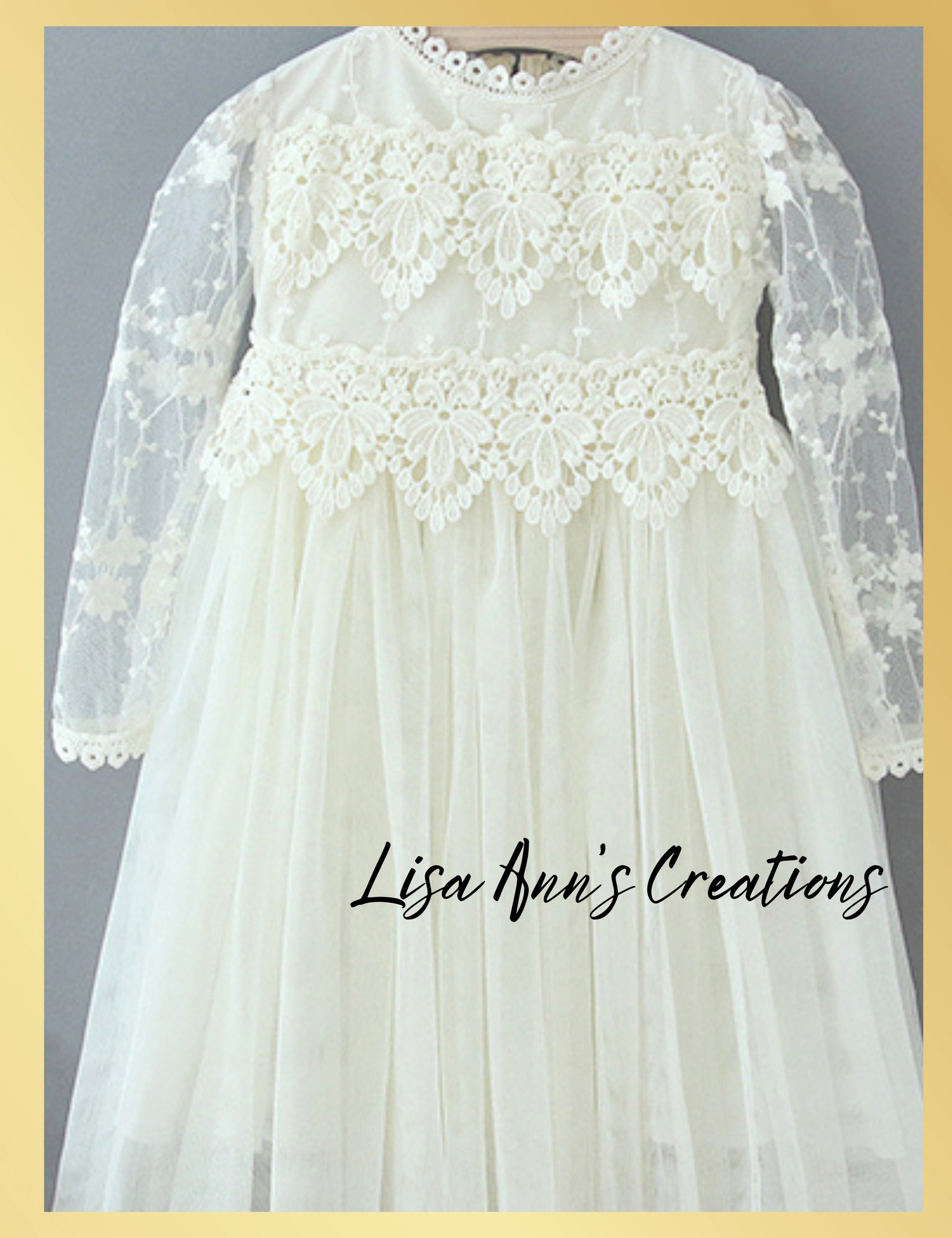 long Sleeve ivory girls dress