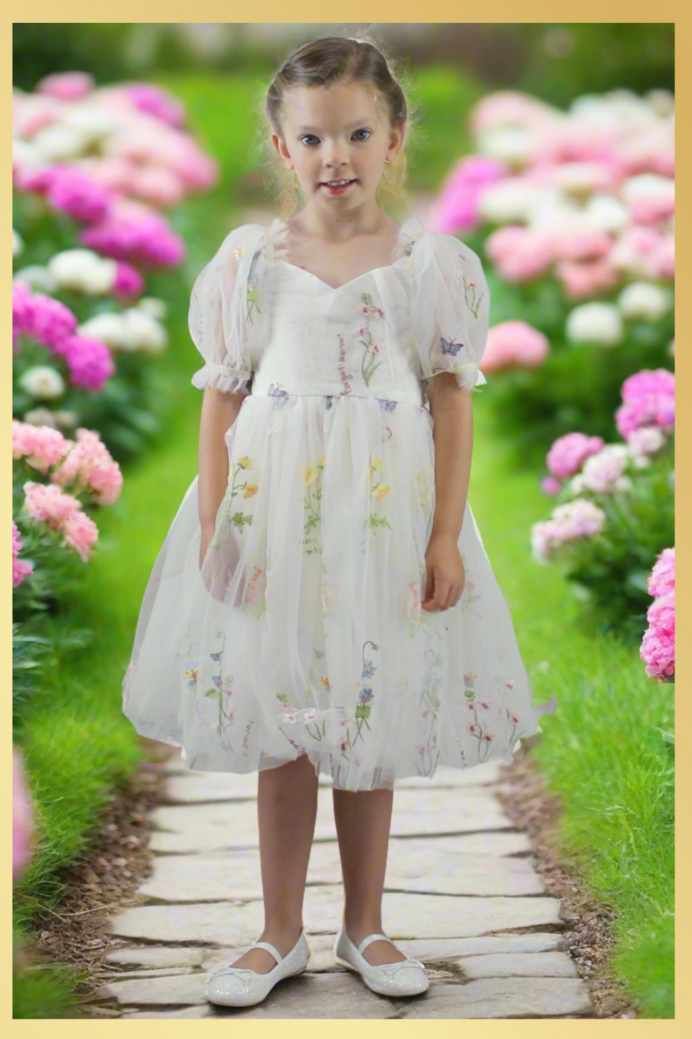 Floral Ivory flower girl dress