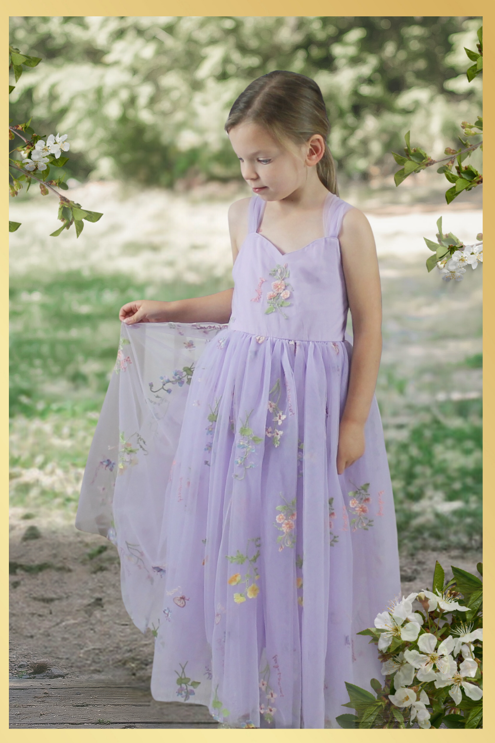 lavender flower girl dress Lavender Floral Girls Flower Girl or Special Occasion Dress 7/8