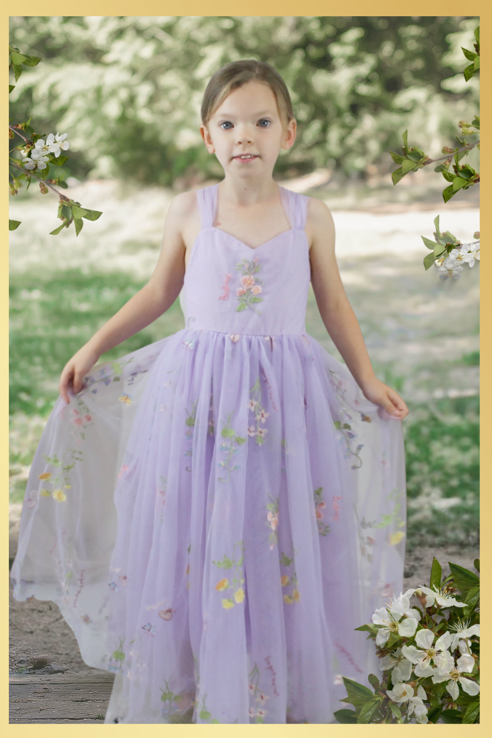 lavender flower girl dress Lavender Floral Girls Flower Girl or Special Occasion Dress 7/8