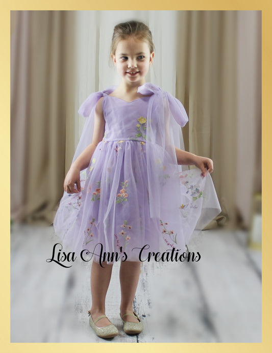 Flower girl dress with floral embroidery
