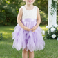 Lavender Flower Girl Dress in a tiered tutu style with white lace sleeveless bodice