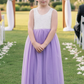 Lavender tulle flower girl dress with white sleeveless bodice
