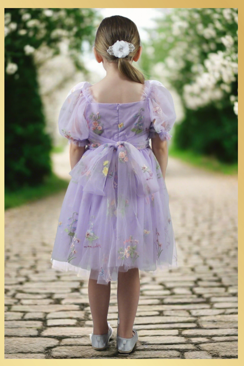 Flower Girl Dress in Lavender Floral Embroidery Tulle Dress Lisa Ann s Creations