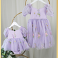 Lavender flower girl dress with floral embroidery wildflowers