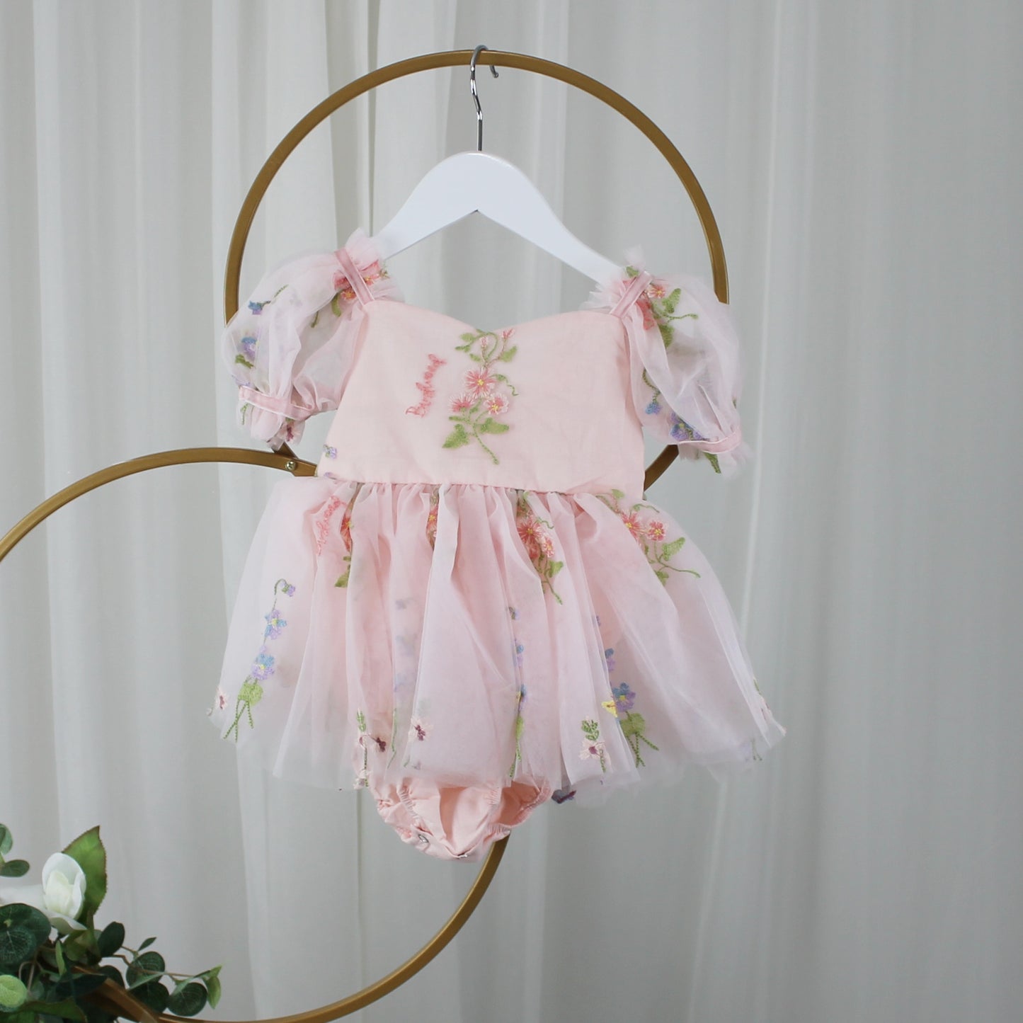 baby flower girl dress in light pink florals 
