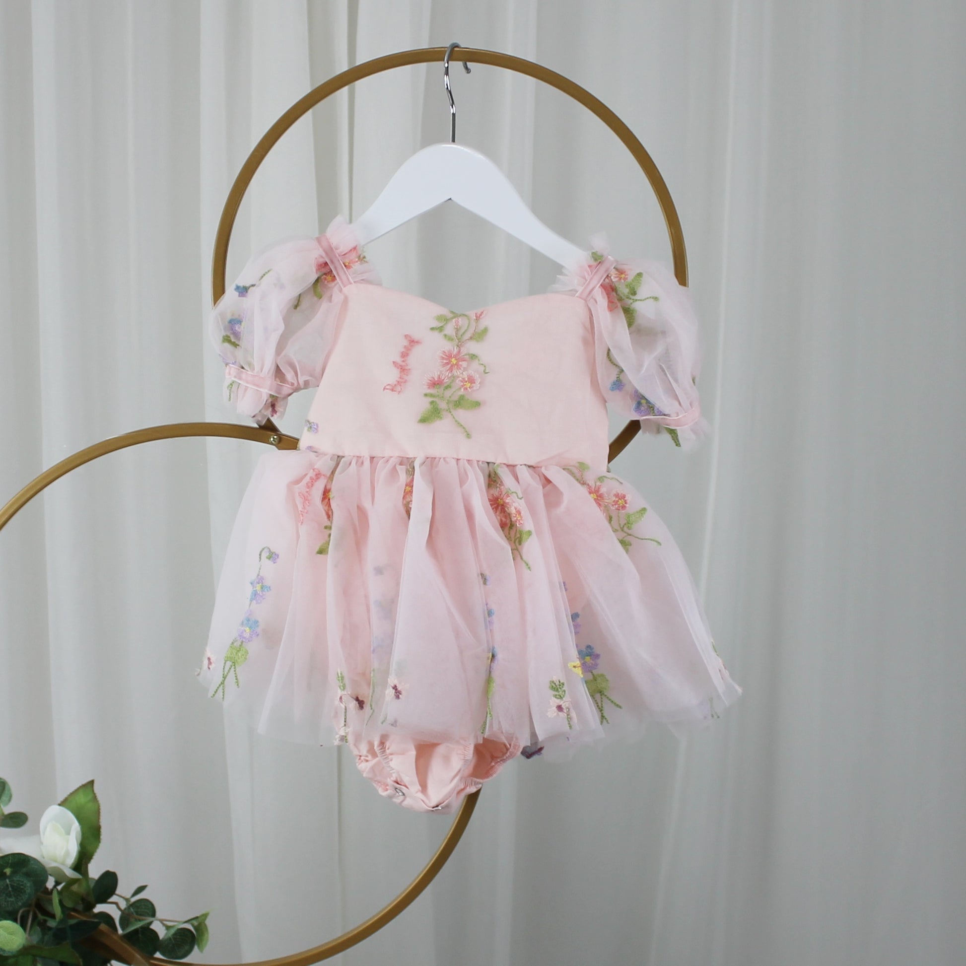 baby flower girl dress in light pink florals 