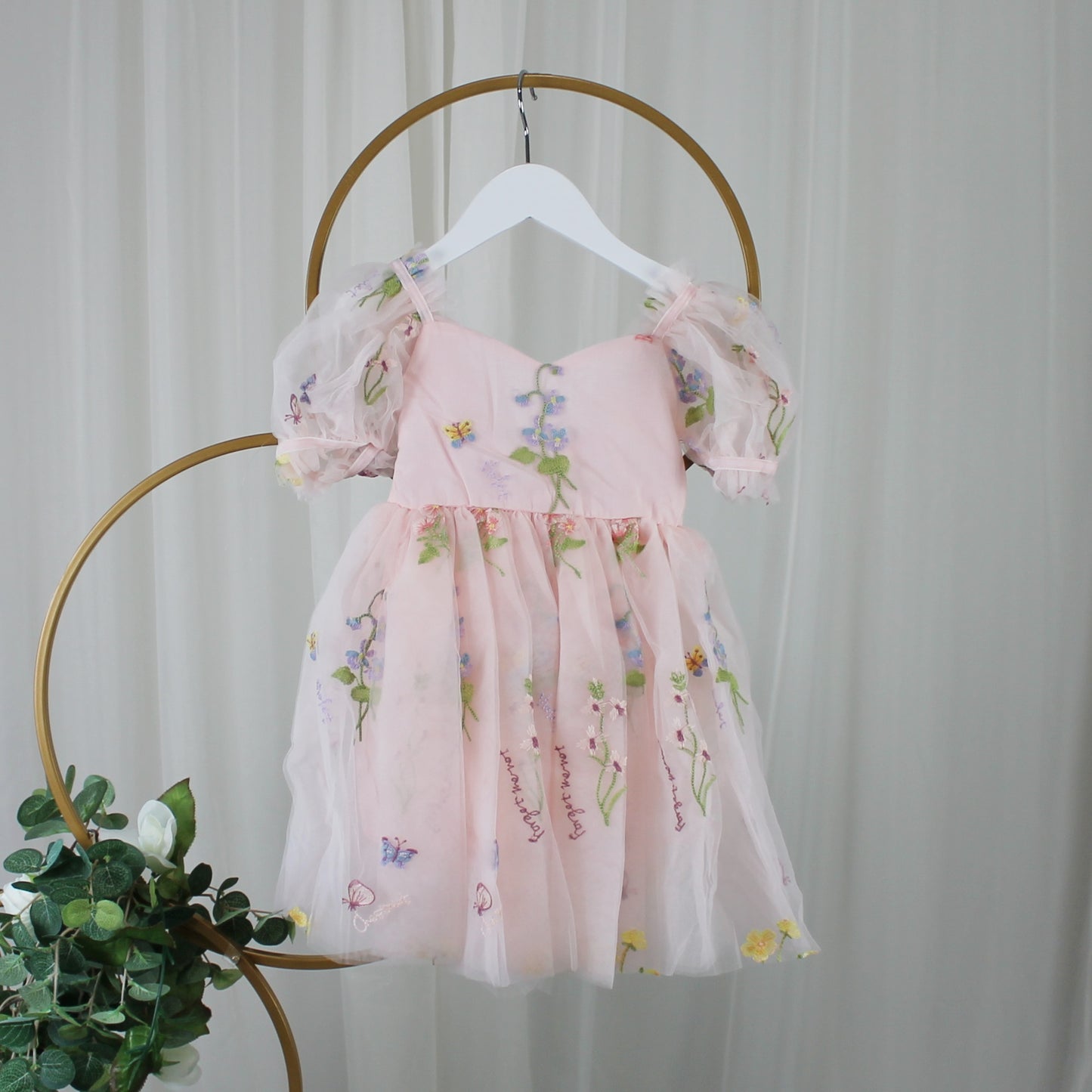 Floral Flower Girl Dress in Light Pink Tulle Girls Dress 24 mos Bodysuit/Dress