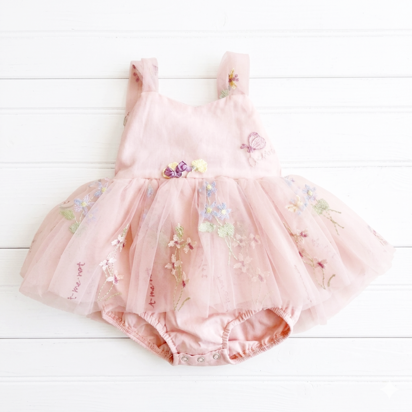 Baby girl first birthday fairy dress in light pink florals.