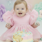 first birthday princess dress in light pink. 