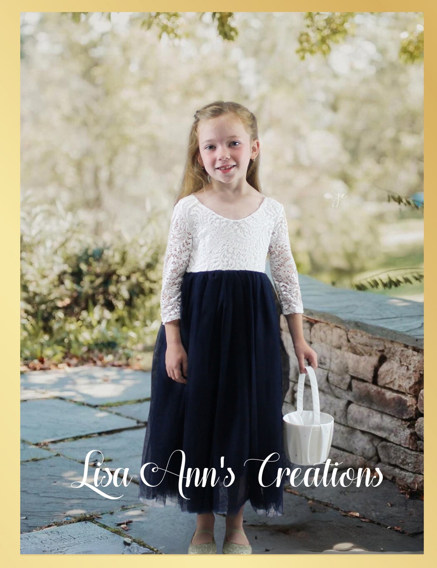 Navy Blue Flower Girl Dress