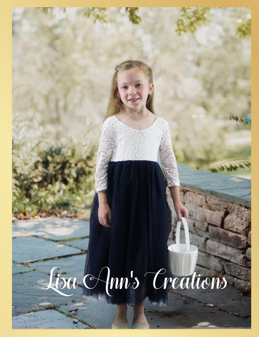 Navy Blue Flower Girl Dress