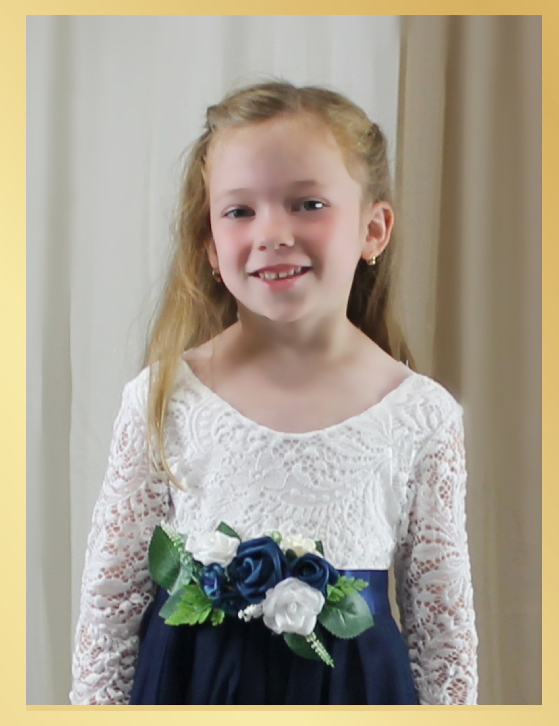 Flower Girl Dress Long Sleeve Navy Tulle Junior Bridesmaid Dress 5T/6T / Dress/Flower Jewel Sash Flower Girl Dress Long Sleeve Navy Tulle Junior Bridesmaid Dress 5T/6T / Dress/Flower Jewel Sash