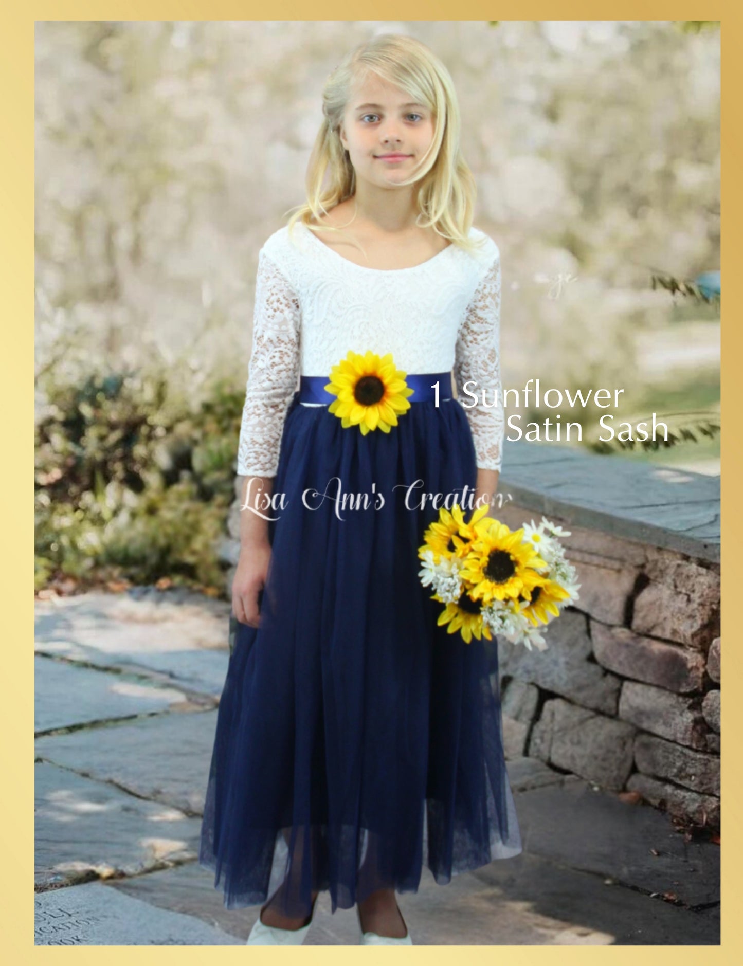 Flower Girl Dress Long Sleeve Navy Tulle Junior Bridesmaid Dress 11/12 / Dress/ 1 Flower Satin Sash Flower Girl Dress Long Sleeve Navy Tulle Junior Bridesmaid Dress 11/12 / Dress/ 1 Flower Satin Sash