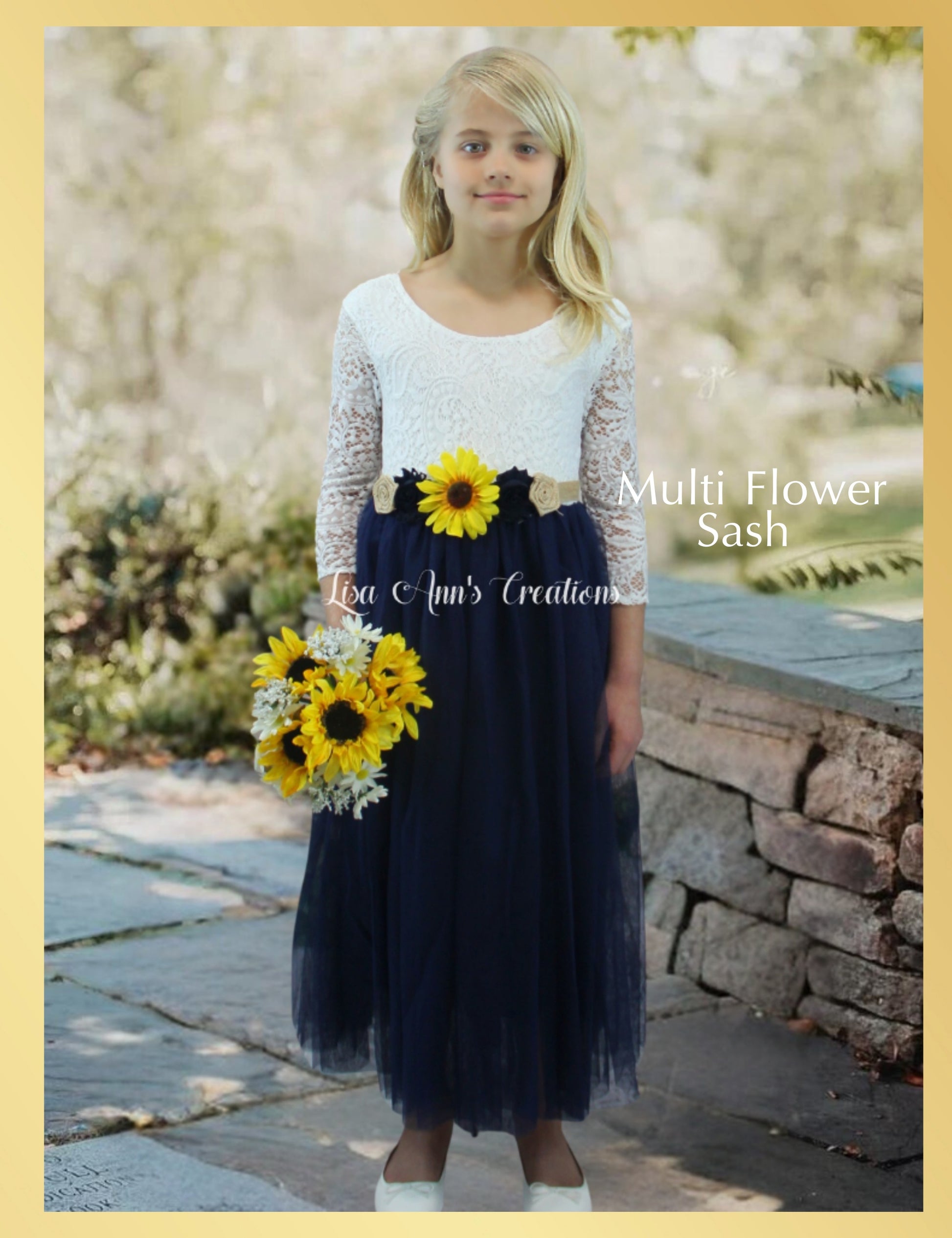 Flower Girl Dress Long Sleeve Navy Tulle Junior Bridesmaid Dress 11/12 / Dress/ 1 Flower Satin Sash Flower Girl Dress Long Sleeve Navy Tulle Junior Bridesmaid Dress 11/12 / Dress/ 1 Flower Satin Sash