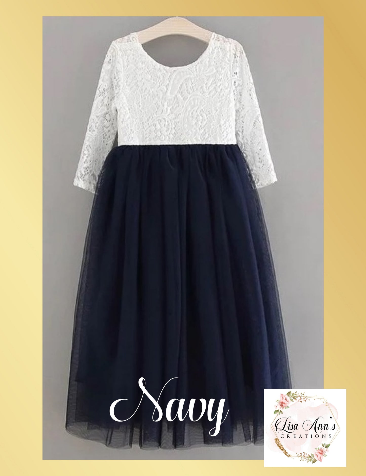 The Tulip - Long Sleeve - Navy Dress