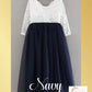 The Tulip - Long Sleeve - Navy Dress