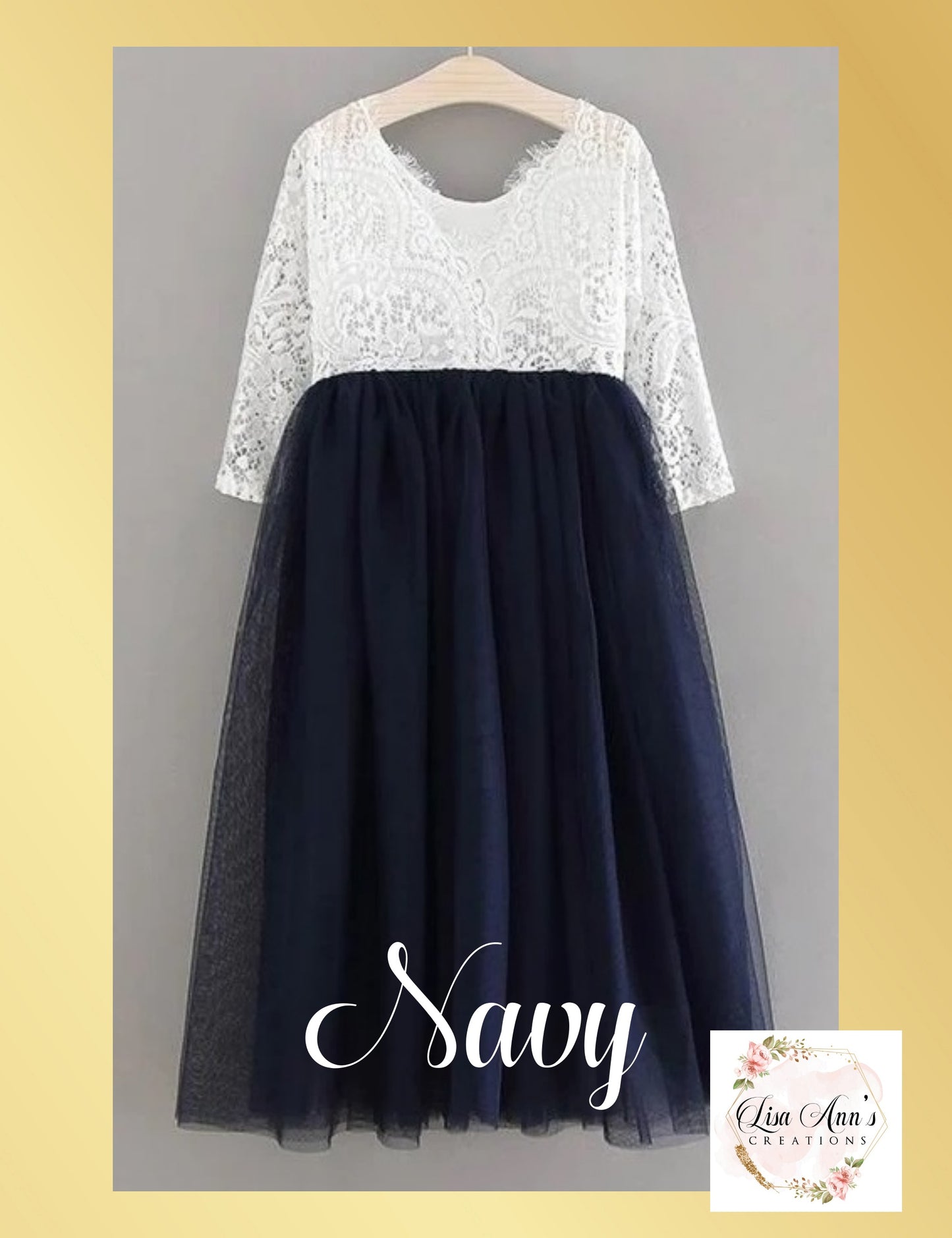 The Tulip - Long Sleeve - Navy Dress