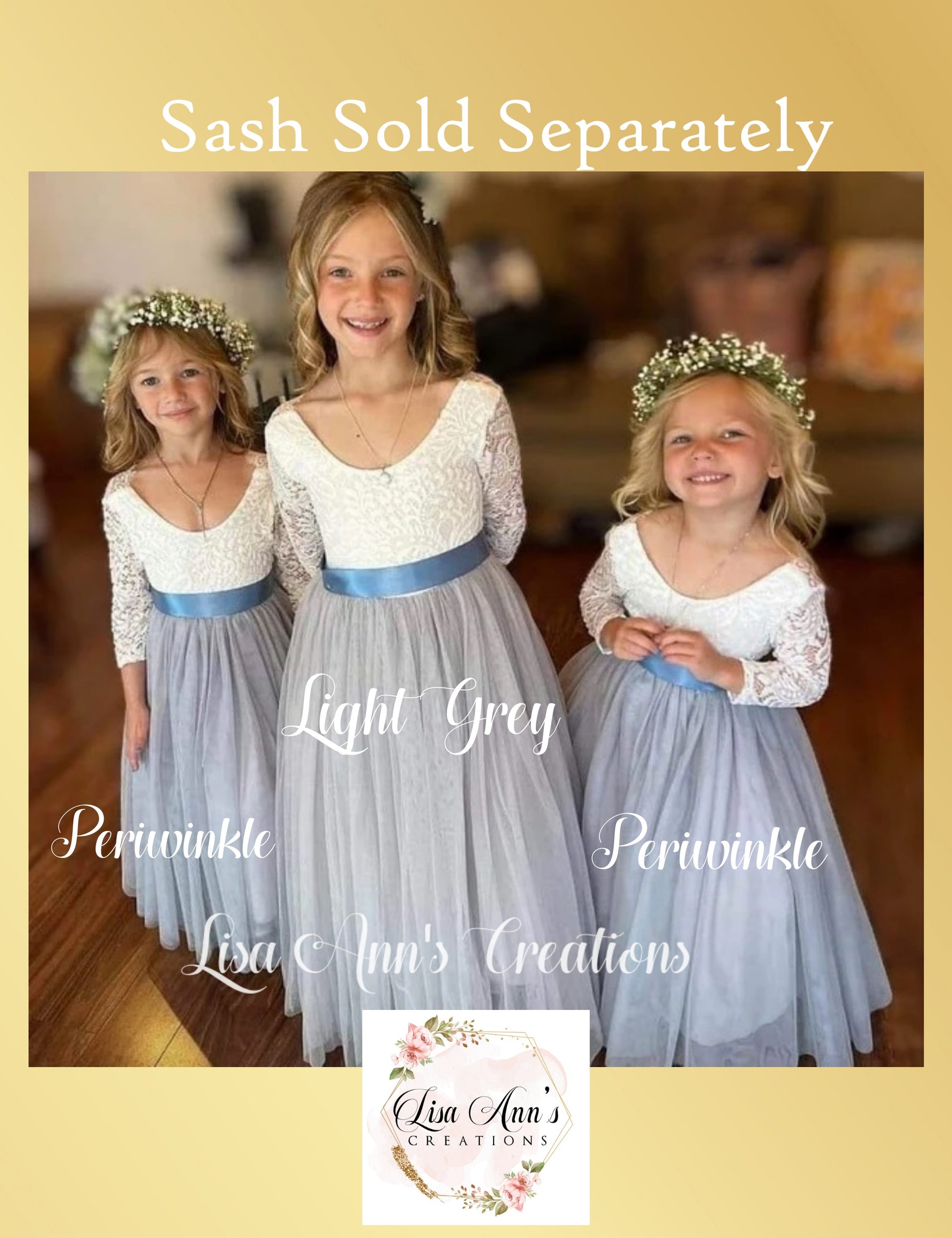 Flower Girl Dress Periwinkle Tulle Long Sleeve Junior Bridesmaid Dress Lisa Ann's Creations Flower Girl Dress Periwinkle Tulle Long Sleeve Junior Bridesmaid Dress Lisa Ann's Creations