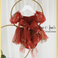 Floral Flower girl dress in rust