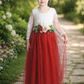 flower girl dress rust tulle and white lace