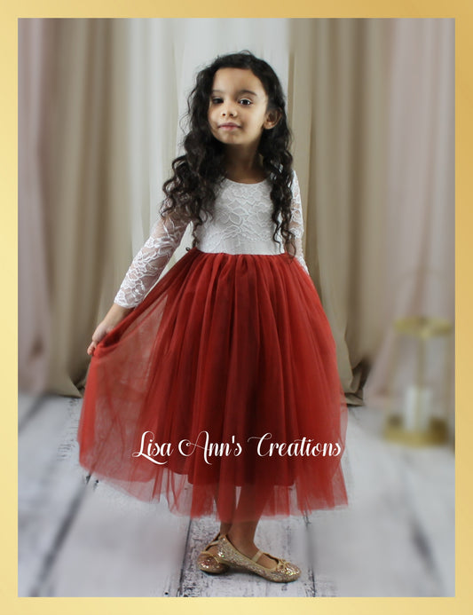 Rust Flower Girl Dress for wedding