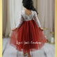Flower girl dress in white lace and rust tulle for wedding or special occasion dress