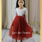 rust flower girl dress tulle and lace for weddiing or special occasion