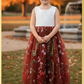 The Dahlia - Rust Floral Flower Girl Dress -Sleeveless