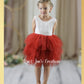 Flower Girl Dress in Rust Tulle and sleeveless white lace bodice