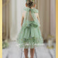 Flower girl dress sage tulle, with big bow 