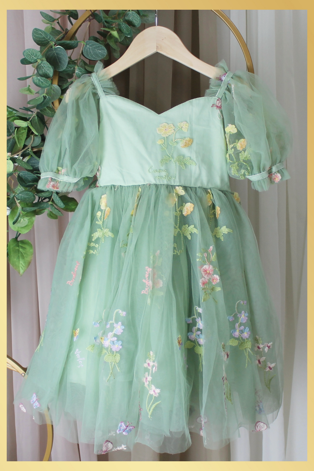 Floral Flower Girl Dress in Sage Tulle Girls Dress Lisa Ann's Creations Floral Flower Girl Dress in Sage Tulle Girls Dress Lisa Ann's Creations