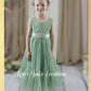 Sage Green flower girl dress in tulle and lace