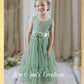 Flower Girl dress in sage green lace and tulle