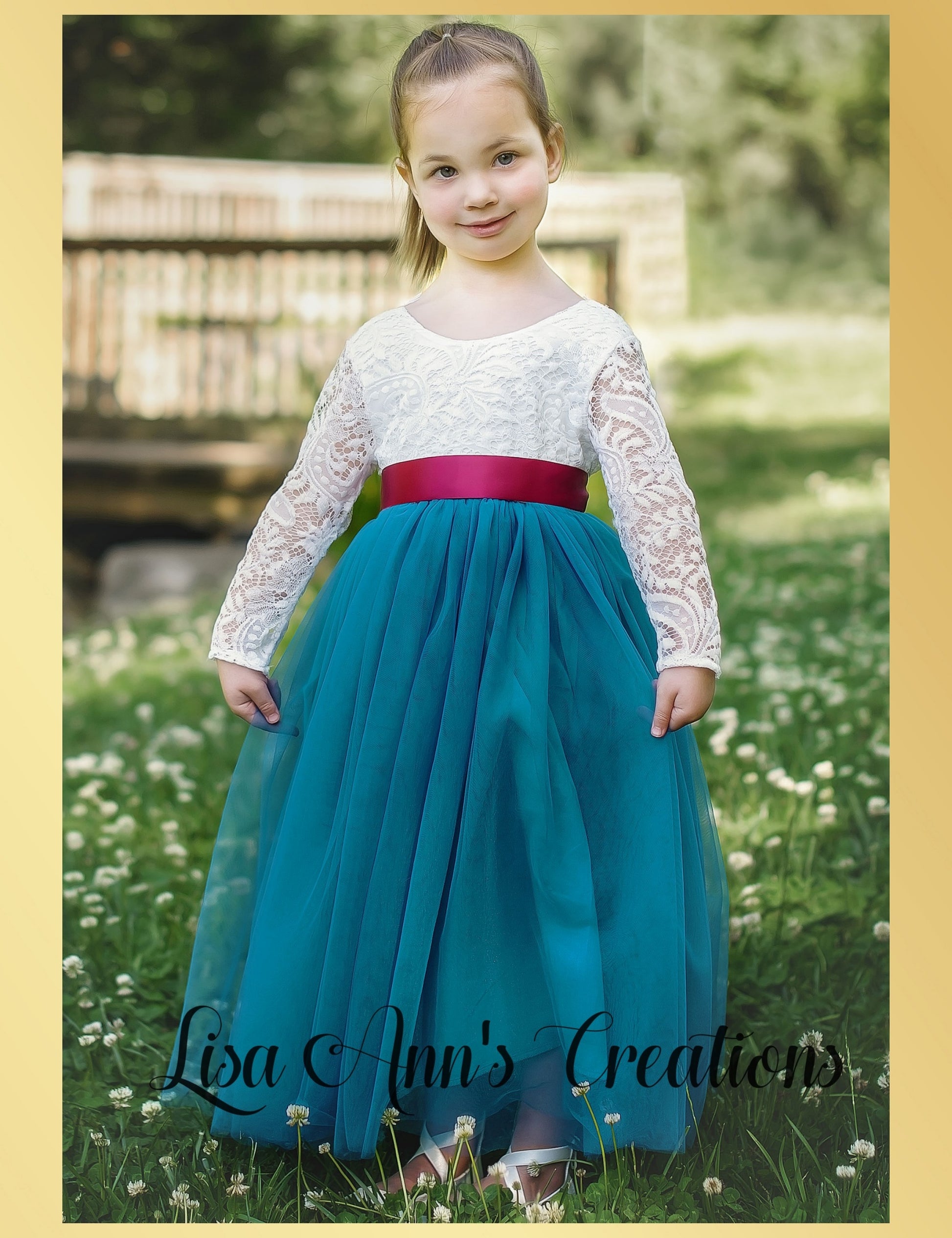 Teal flower girl dress