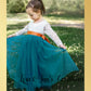 flower girl dress teal tulle and white lace
