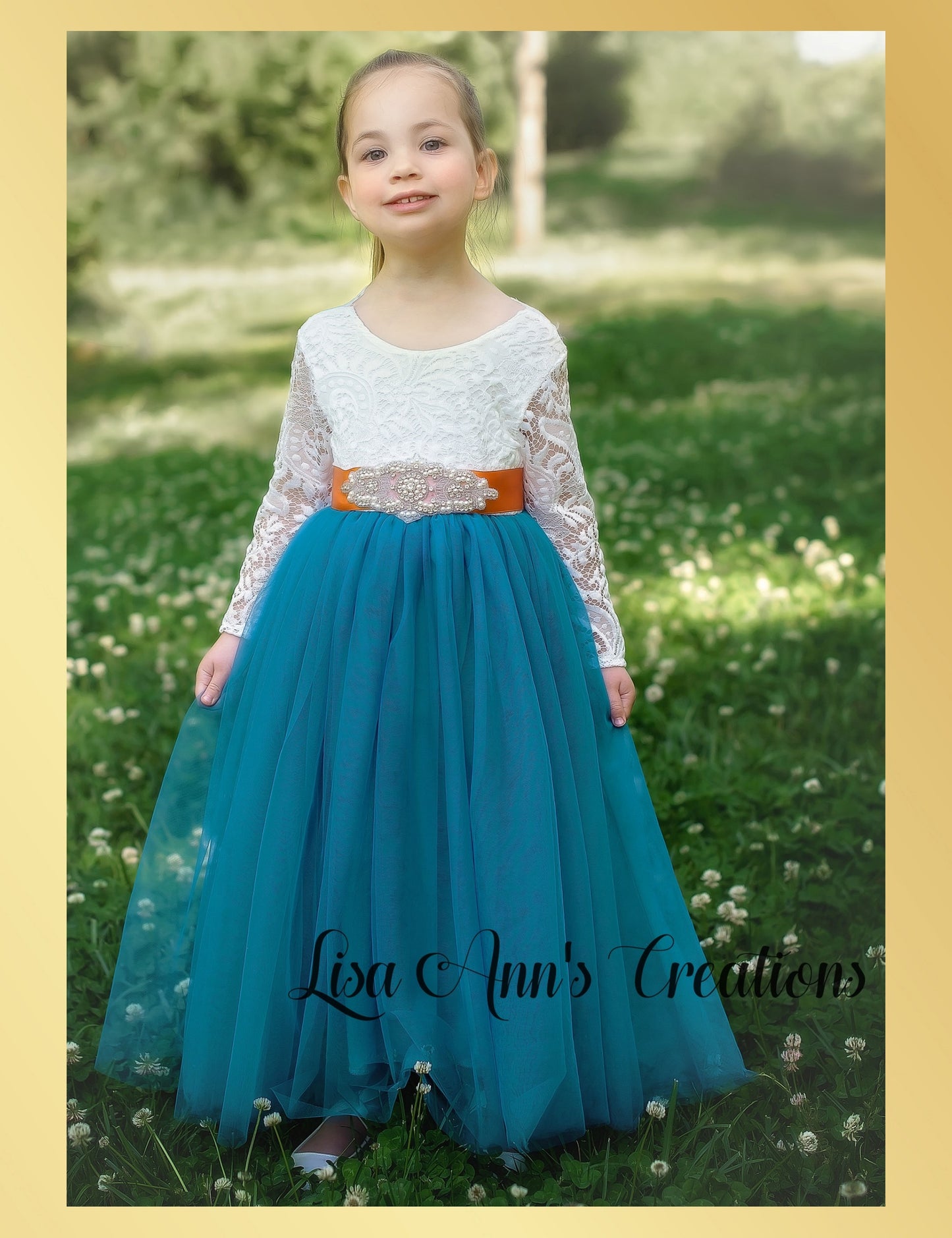 Junior bridesmaid dress in teal 