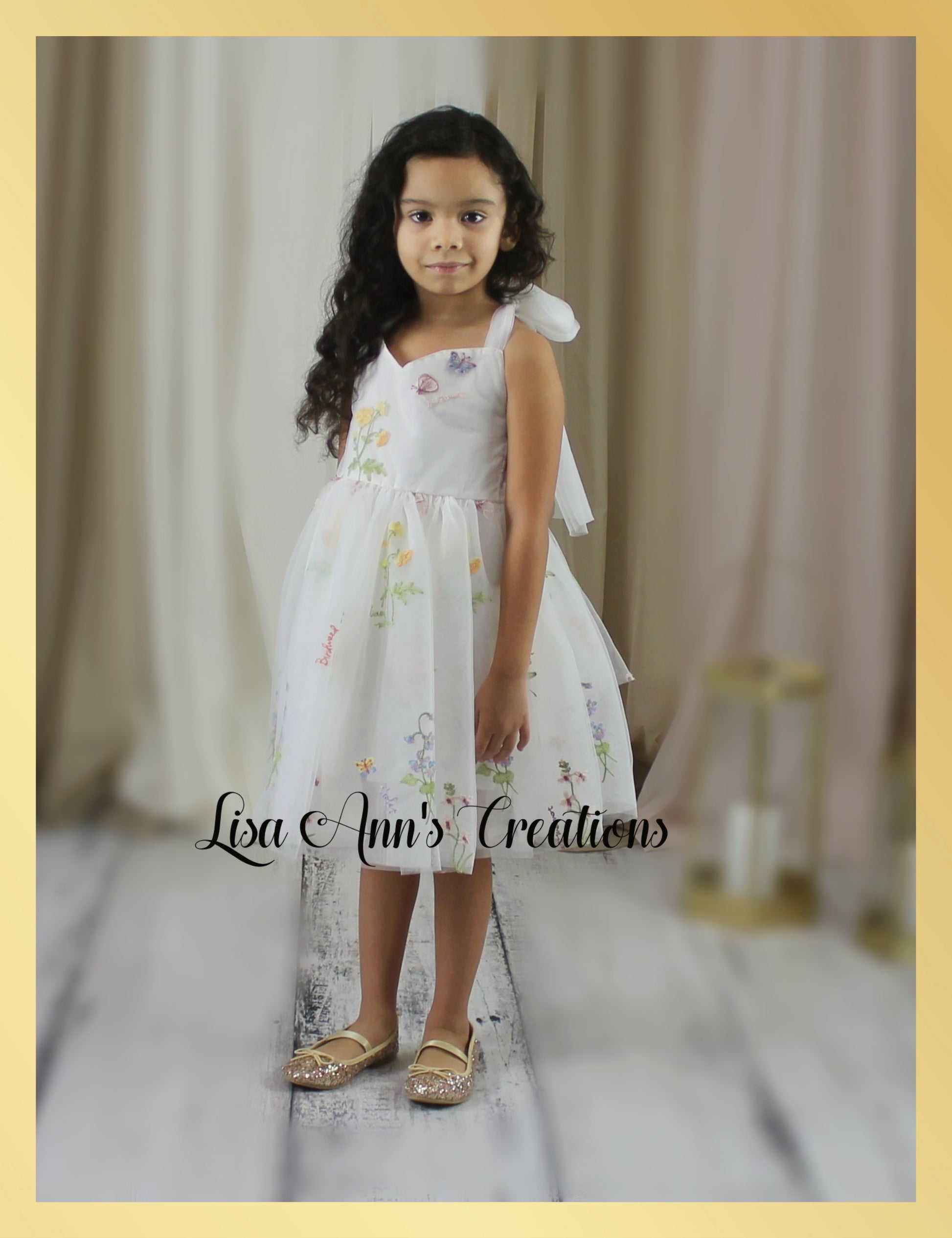 Girls floral embroidered dress 