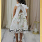 Flower girl dress with floral embroidery in white tulle