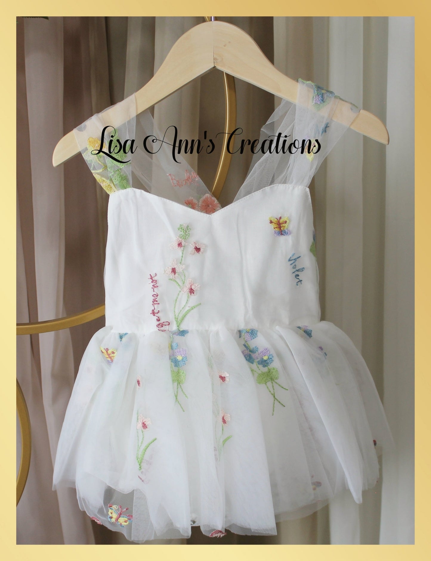 Easter girls or baby dress with floral embroidery