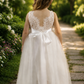 flower girl dress in all white tulle with white lace sleeveless dress full length. 