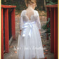 Flower girl dress white lace and long tulle. 