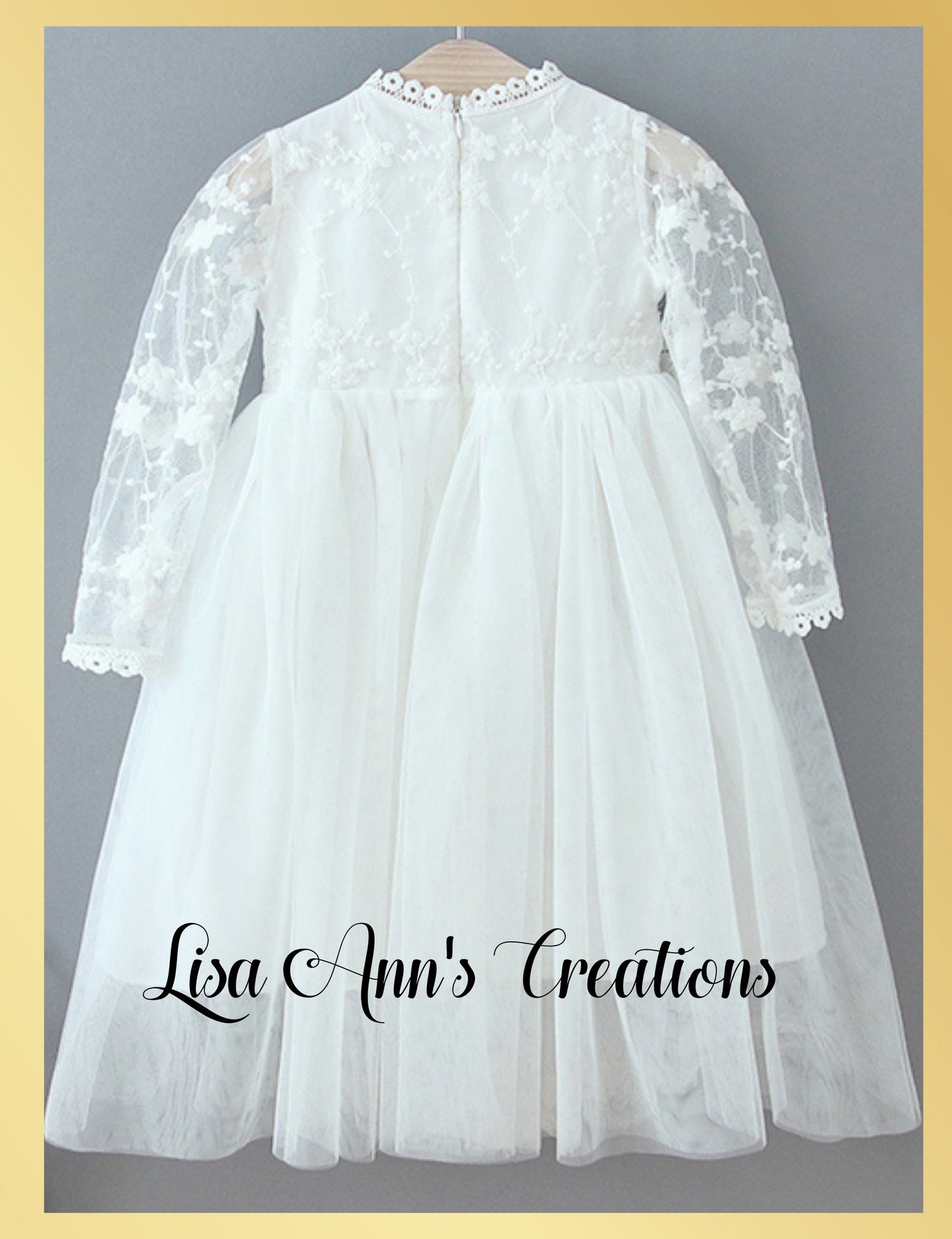 first communion dress or baptism dress long sleeve in white