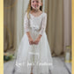 White junior bridesmaid dress with tulle and lace